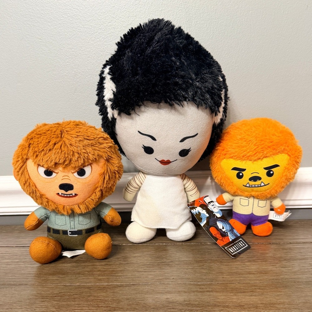 Universal Monsters Plush Lot Bride of Frankenstein Wolfman Stuffed Toy Set 3pc